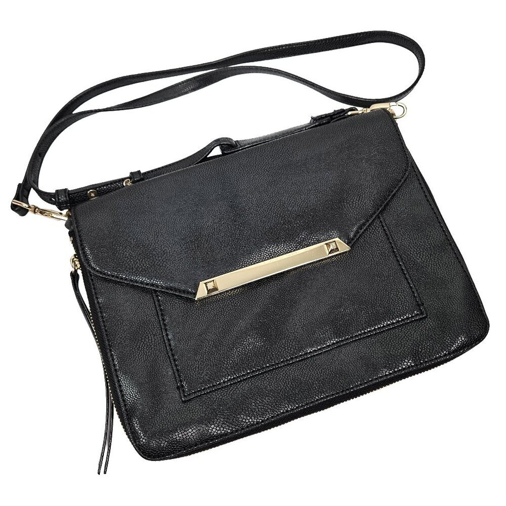 Stella & Dot Tia Black Convertible Expandable Crossbody Clutch Bag
